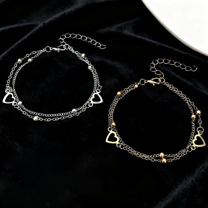 Heart Charm Layered Bracelet Kalsten