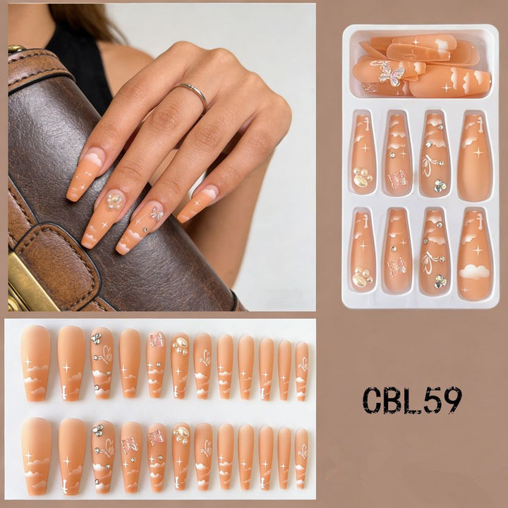 Decorative Long Coffin Press-On Nail Set