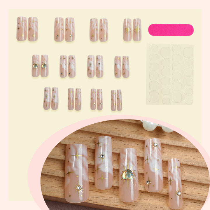 Artistic Press-On Nail Set with Floral and Gem Accents kalsten