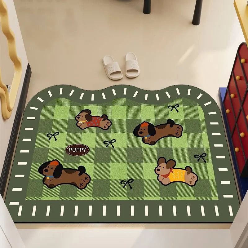 Playful Puppy-Themed Welcome Mat