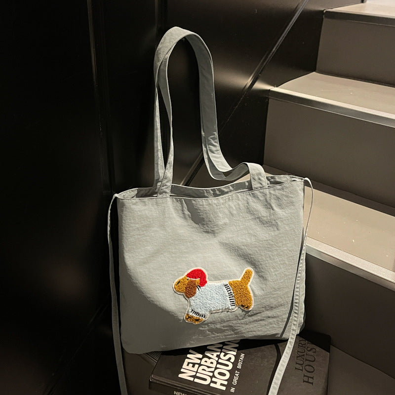 Cute Cartoon Dog-Themed Canvas Tote Bag
