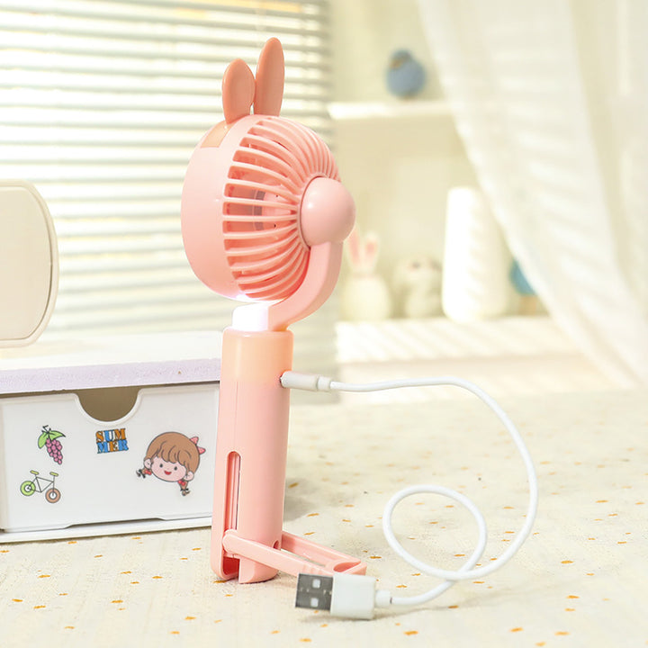 Ladies portable handheld fan with integrated LED light and animal ear design Kalsten