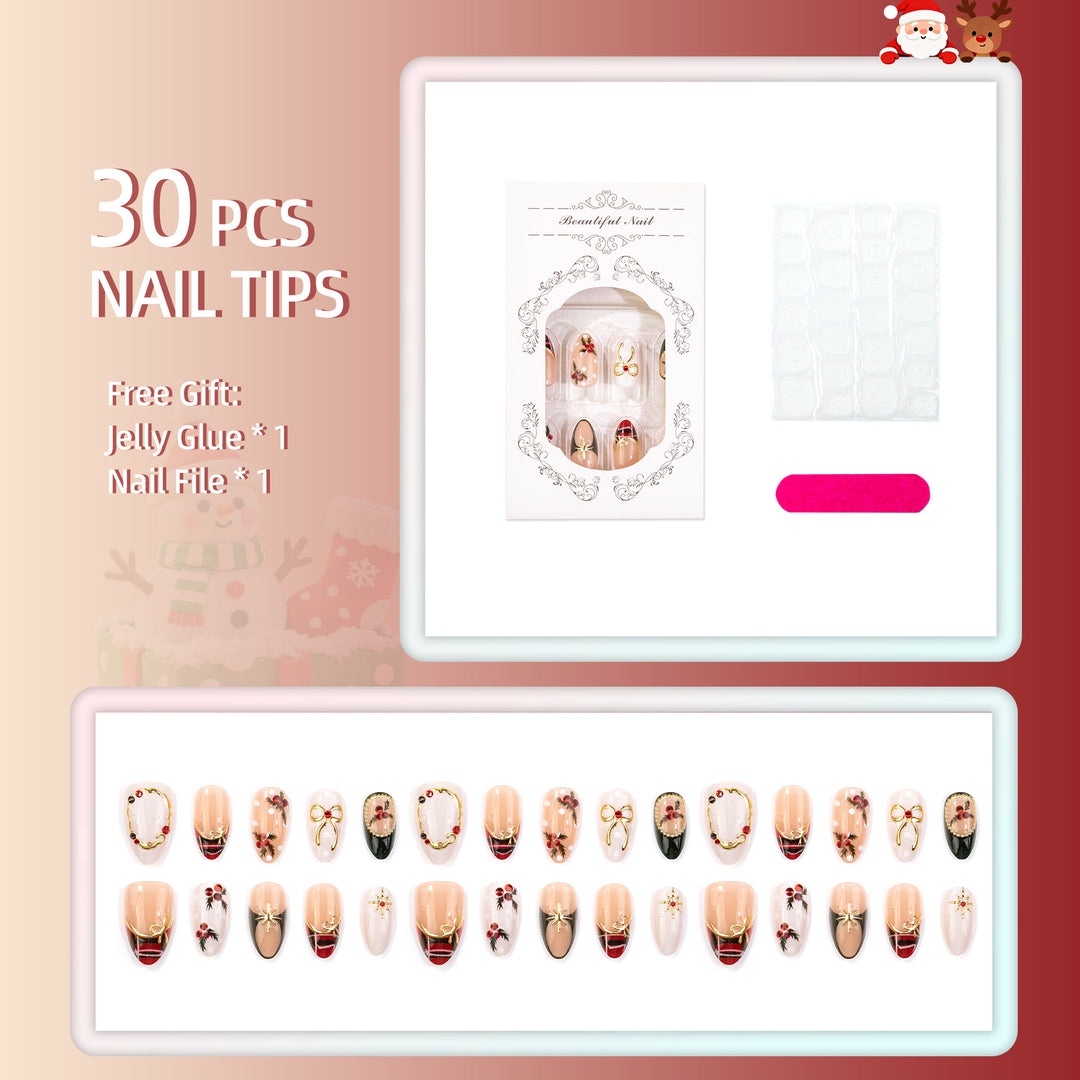 Creative Holiday-Themed Press-On Nail Art Set