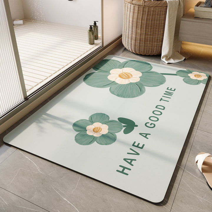 Floral-Themed Soft Bathroom Mat Kalsten