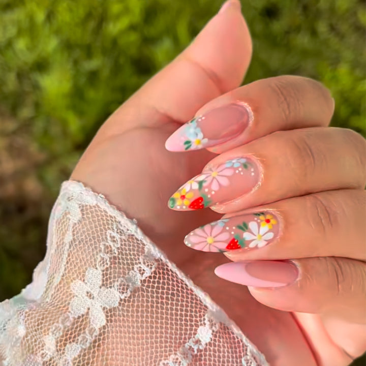 Floral-Themed Stiletto Press-On Nails Kalsten