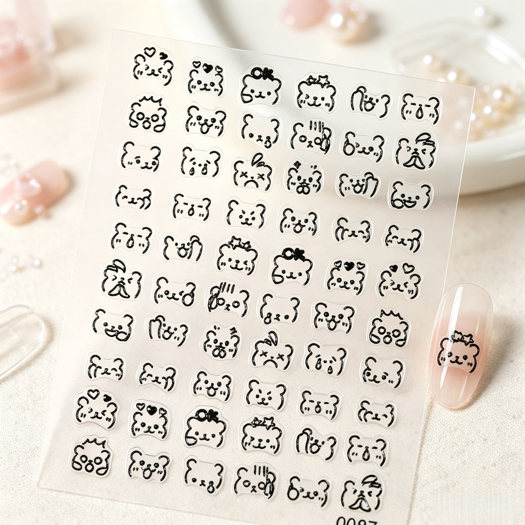 Cute Animal-Themed Nail Art Sticker Set