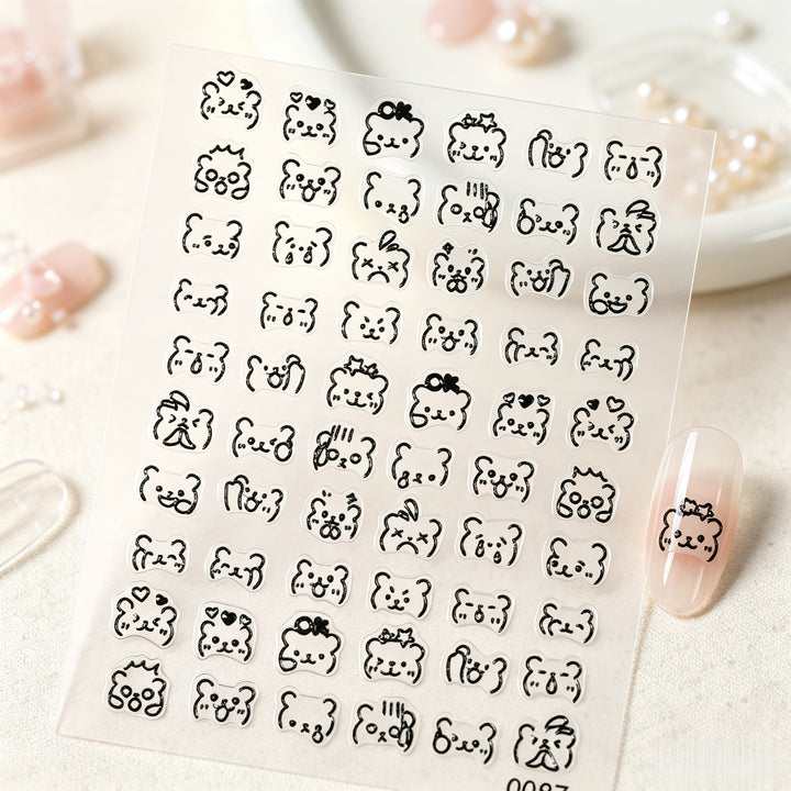 Cute Animal-Themed Nail Art Sticker Set