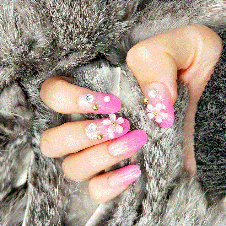 Decorative Gemstone and Bow Press-On Nail Set