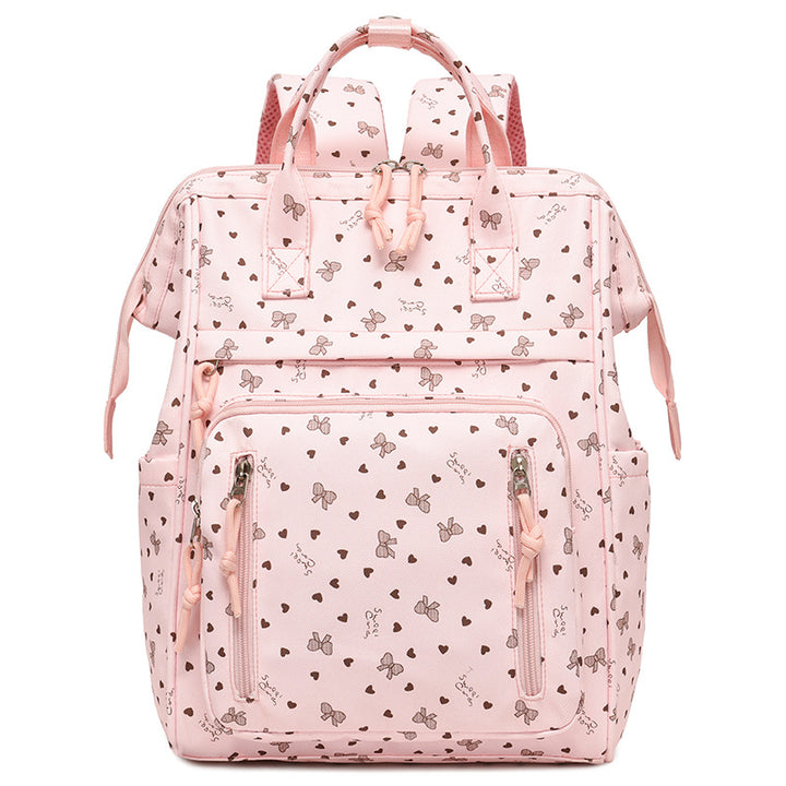 Stylish Heart-Printed Multi-Pocket Backpack kalsten