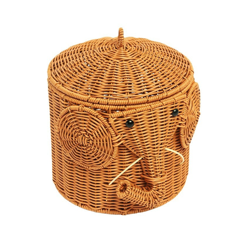 Elephant-Shaped Woven Storage Basket Kalsten
