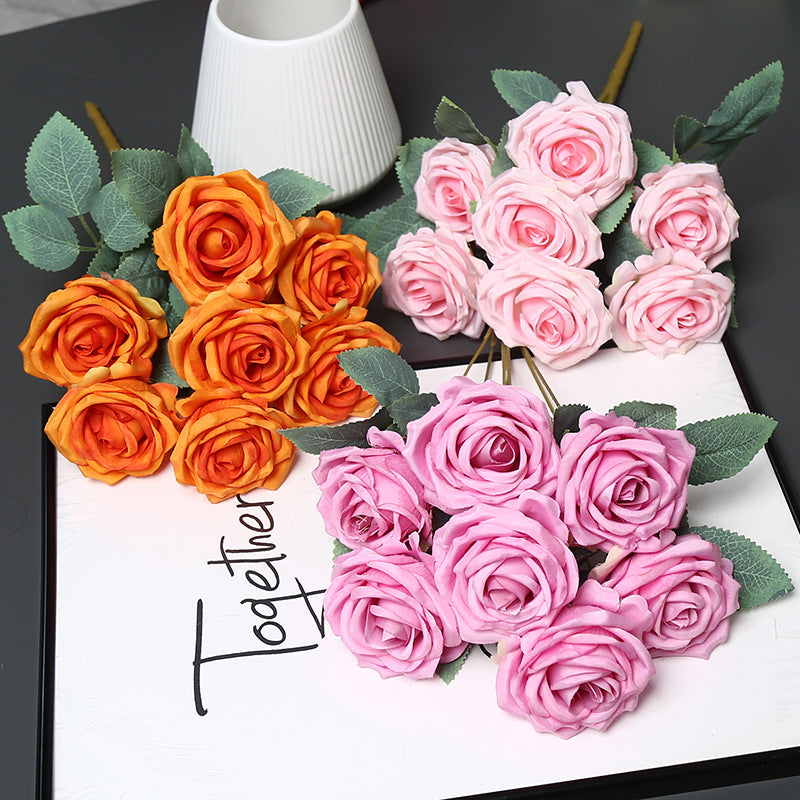 Faux Rose Floral Bouquet for Home Decor