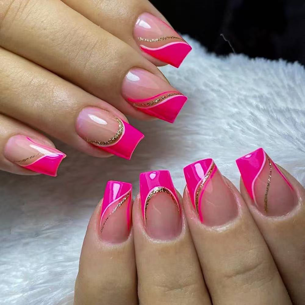 Elegant Glitter French Tip Nail Art Kalsten