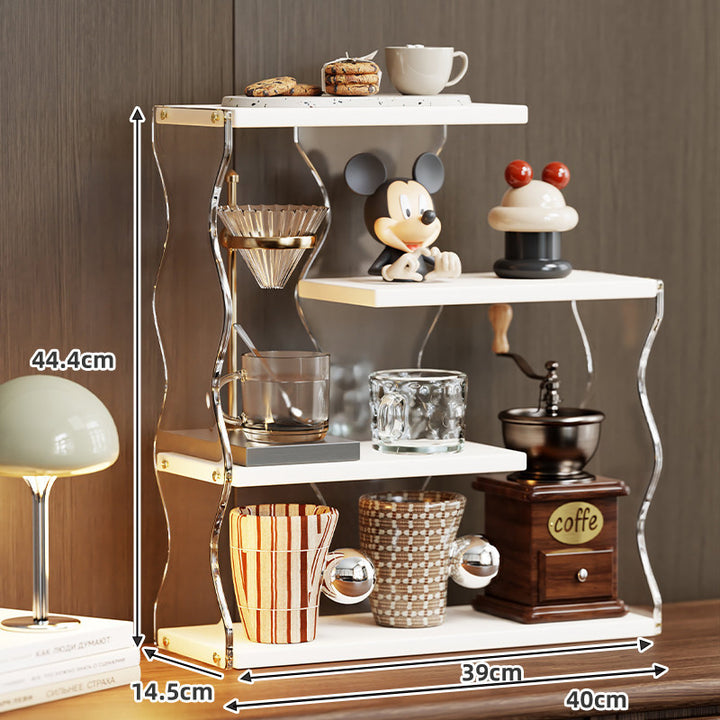 Tiered Acrylic-Wave Countertop Display Shelf Organizer