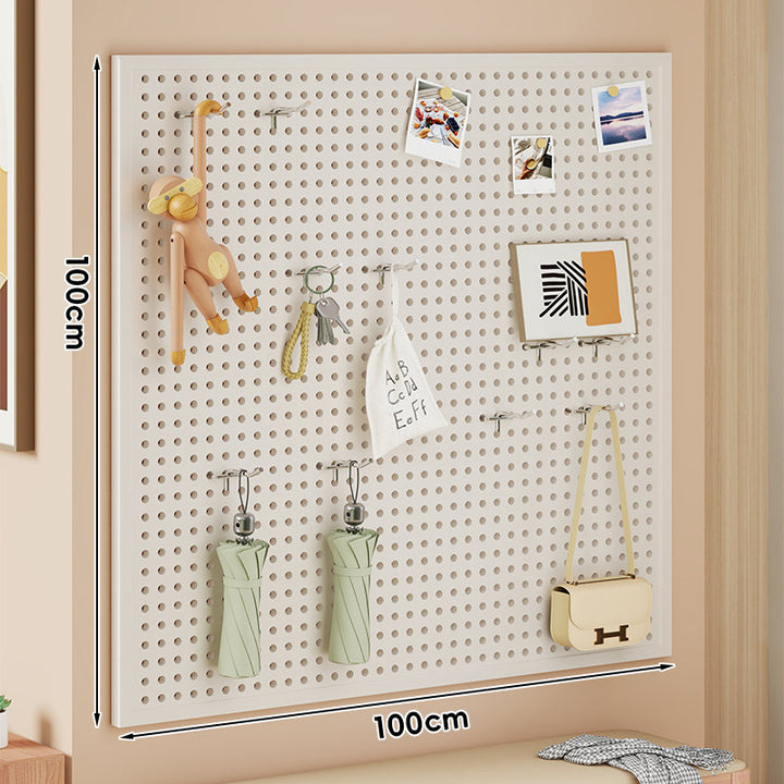 Wall-Mounted Perforated Metal Pegboard Organizer Panel