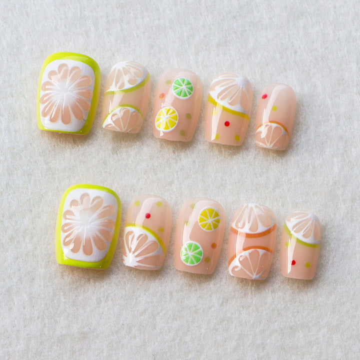 Fun Citrus-Inspired Press-On Nail Art Set
