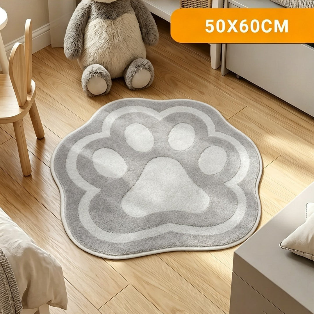 Decorative Plush Paw Print Area Rug