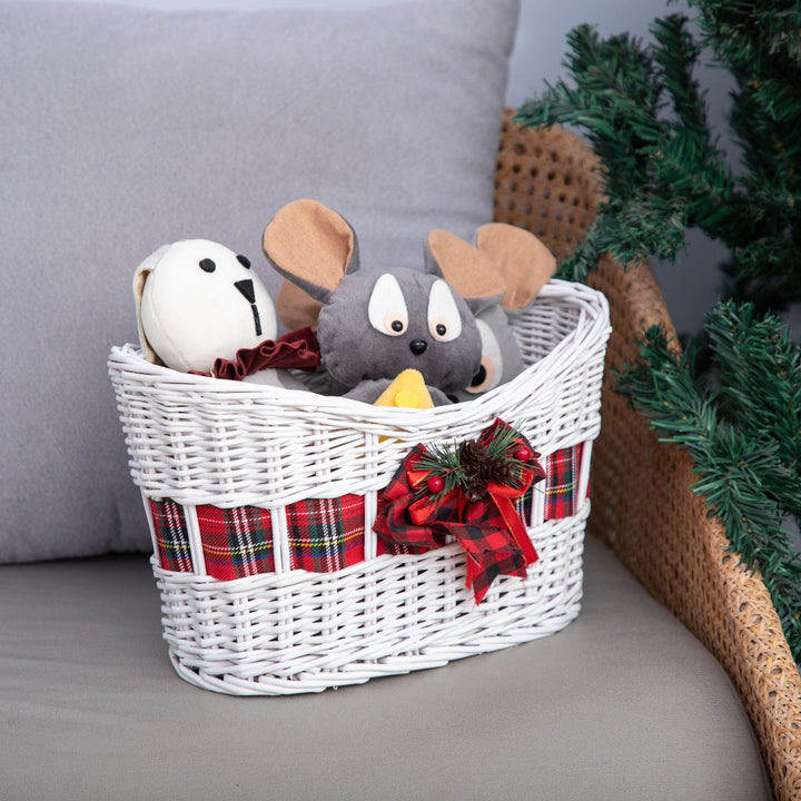 Decorative Woven Storage Basket with Festive Ribbon Kalsten