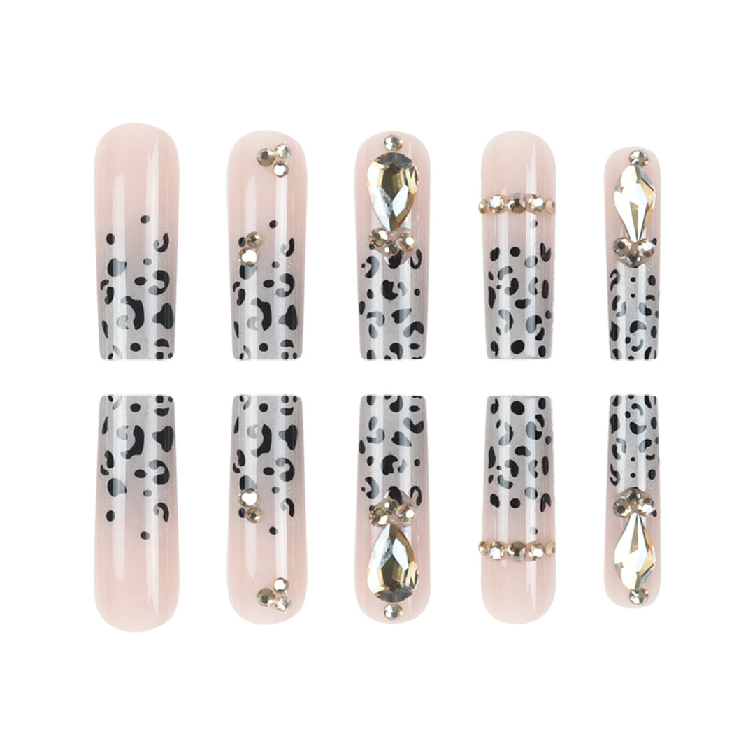 Decorative Stiletto Press-On Nails with Cat Eye and Floral Accents Kalsten