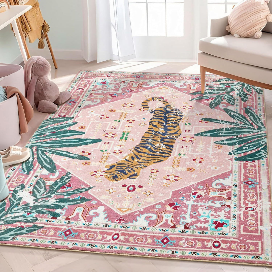 Artistic Tiger Print Area Rug Kalsten