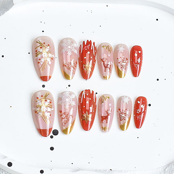 Festive Artistic Press-On Nail Design Kalsten