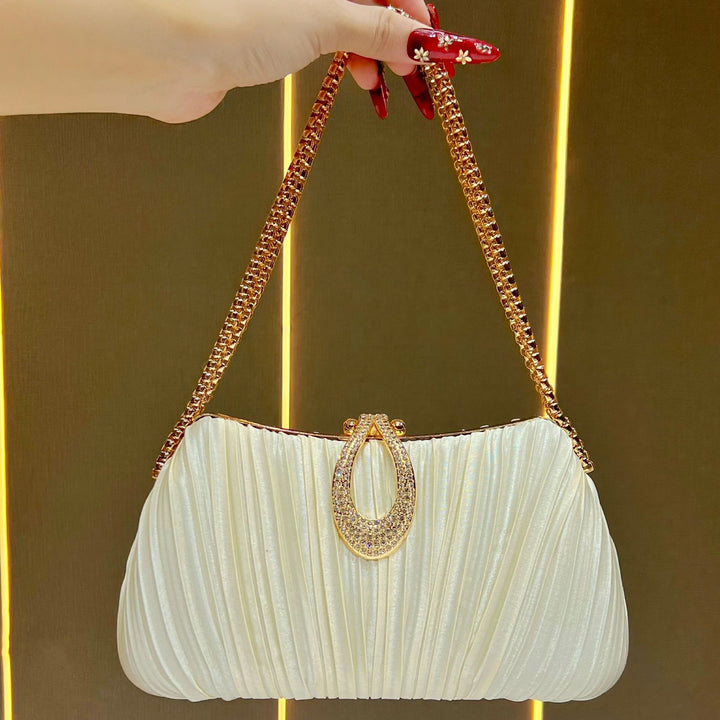Pleated Satin Evening Handbag