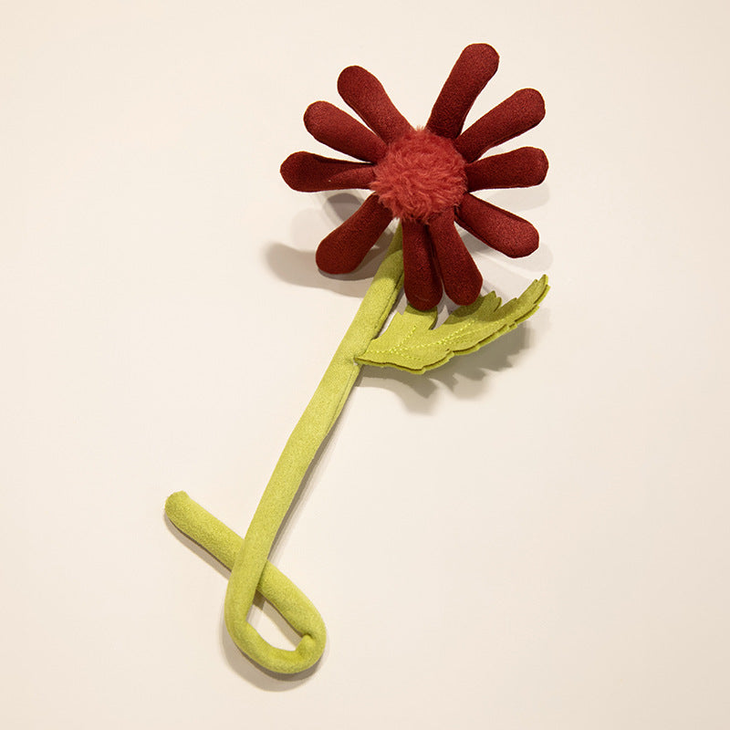Plush Corduroy Tulip Cat Teaser Toy with Fluffy Pom Bud & Flexible Stem Kalsten