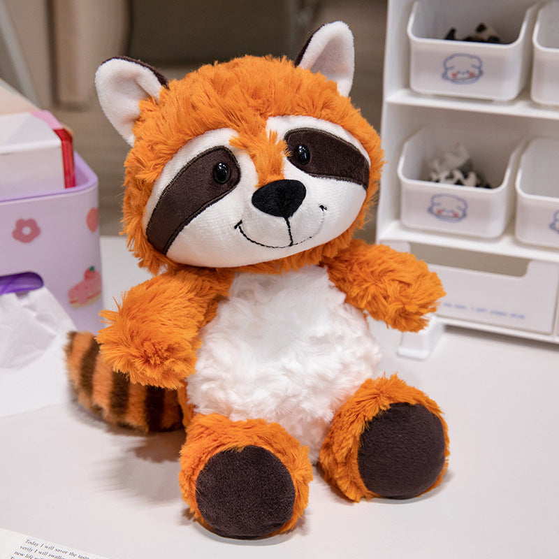 Plush Raccoon Soft Fur Sitting Stuffed Animal with Embroidered Face and Fluffy Tail Kalsten