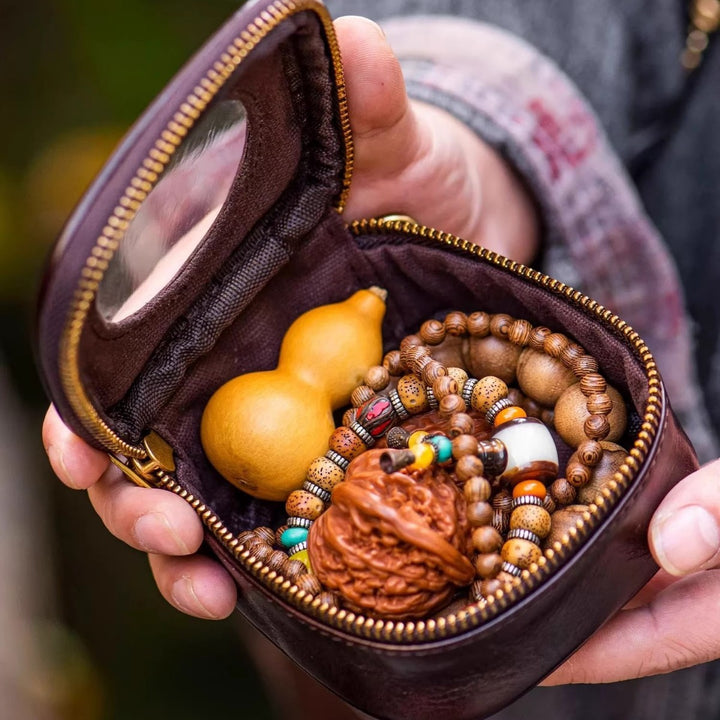 Leather Beaded Coin Pouch