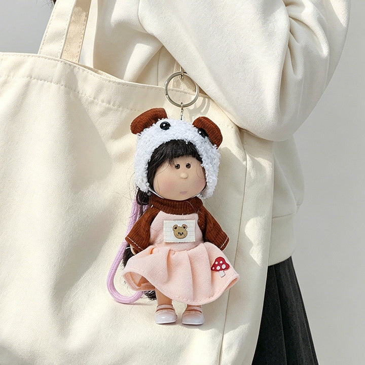 Hooded Doll Bag Charm Keychain with Denim Outfit & Loop Strap Kalsten