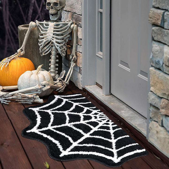 Halloween-Themed Decorative Spider Web Mat for Home