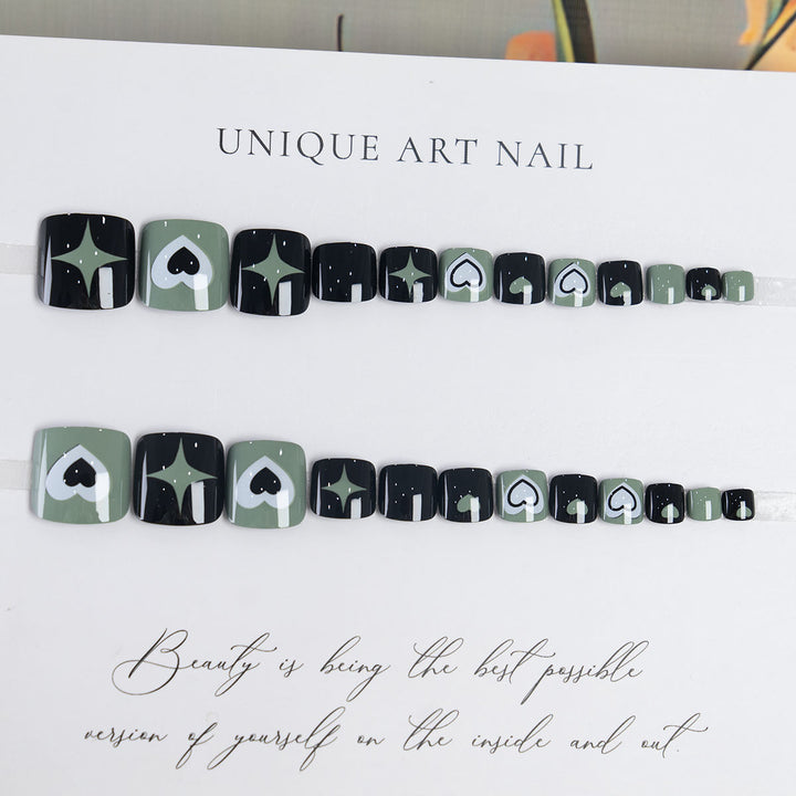 Stylish Heart-Patterned Pedicure Nail Art