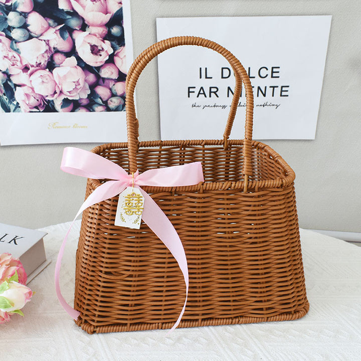 Chic Woven Handbag with Pearl Accent Kalsten