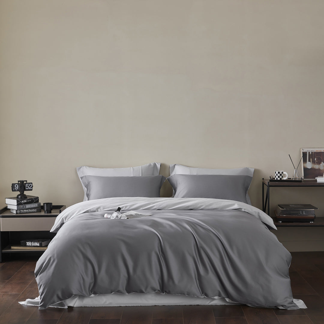 Luxurious cotton satin duvet cover set with hotel finish