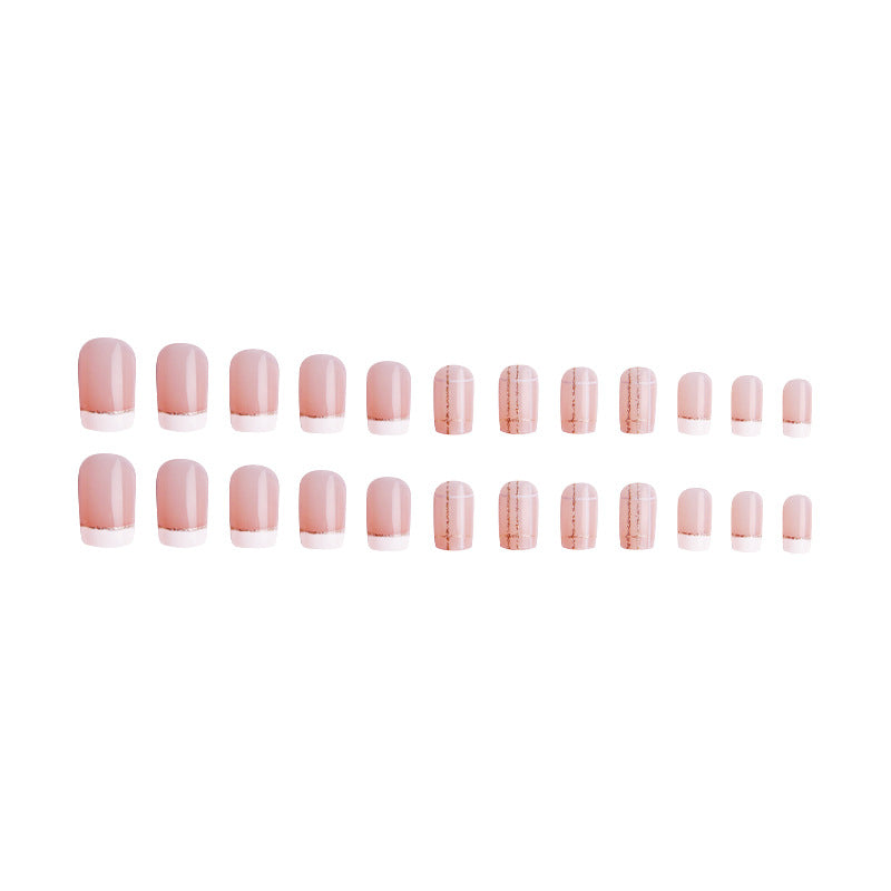Nail set with elegant French tip and fashionable embellishments Kalsten