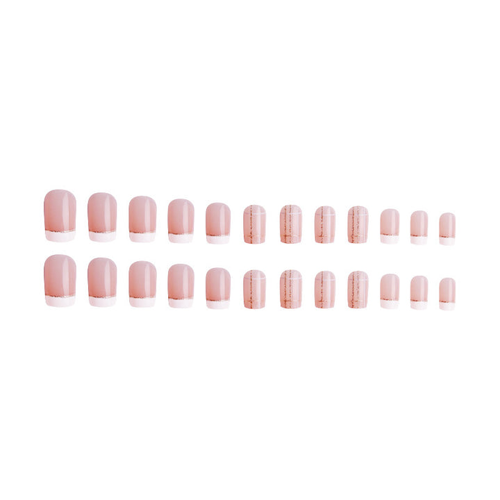 Nail set with elegant French tip and fashionable embellishments Kalsten