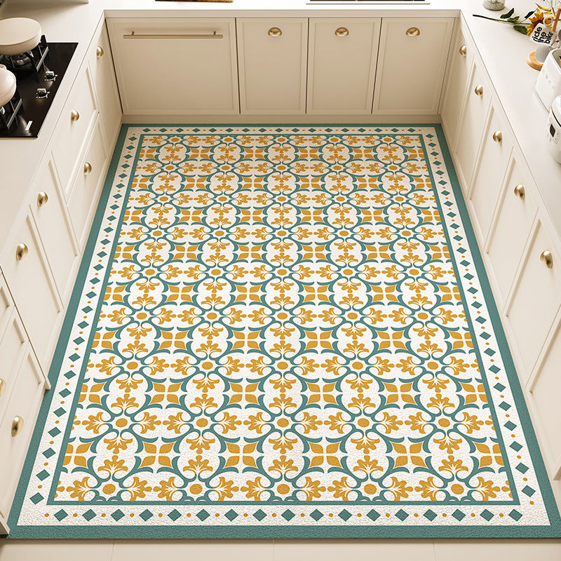 Floral Pattern Kitchen Rug