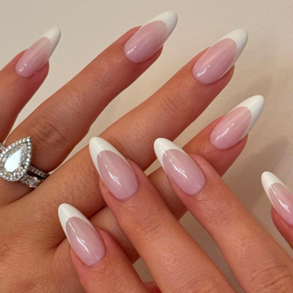 Elegant French Tip Stiletto Nail Enhancements