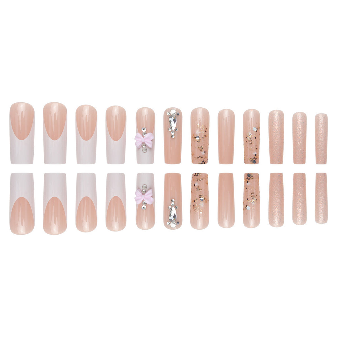 Decorative Press-On Nail Set with 3D Floral and Gem Accents Kalsten