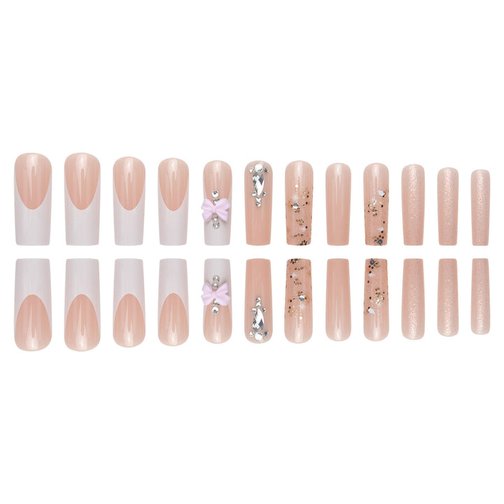 Decorative Press-On Nail Set with 3D Floral and Gem Accents Kalsten