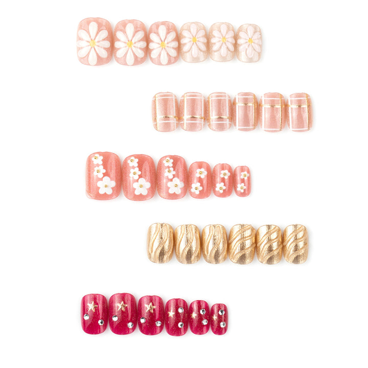 Floral Decorative Press-On Nail Art Kalsten