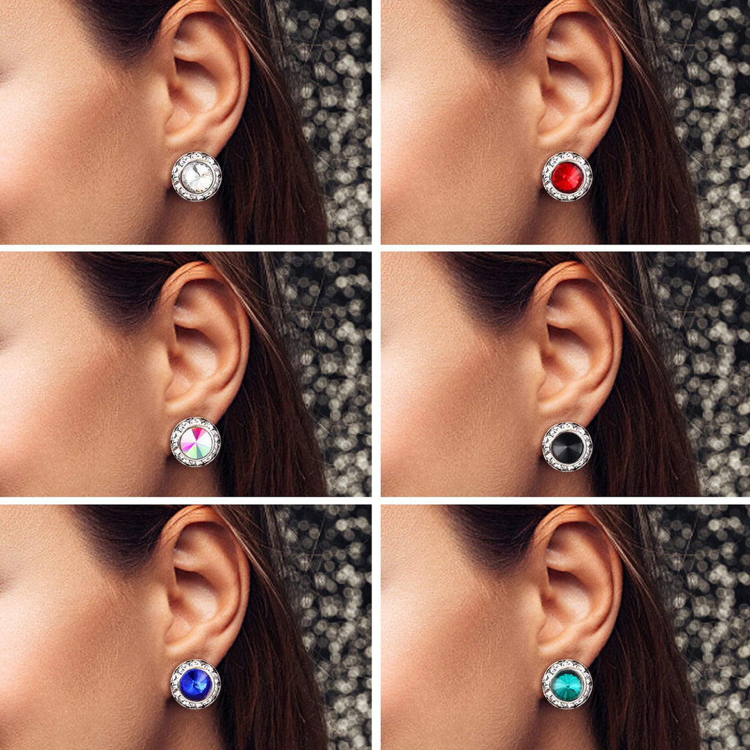 Elegant Round Crystal Stud Earrings Kalsten