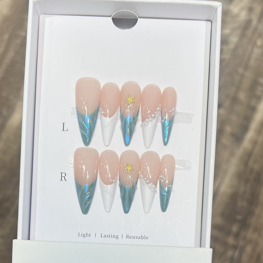 Decorative Floral Stiletto Press-On Nail Set Kalsten