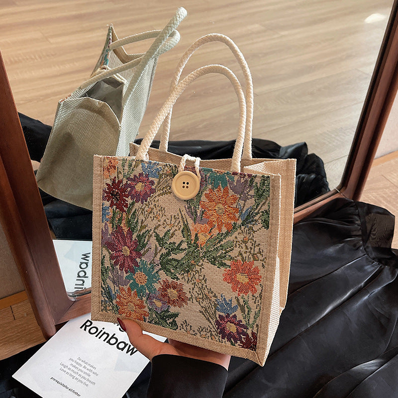 Decorative Floral Print Tote Bag