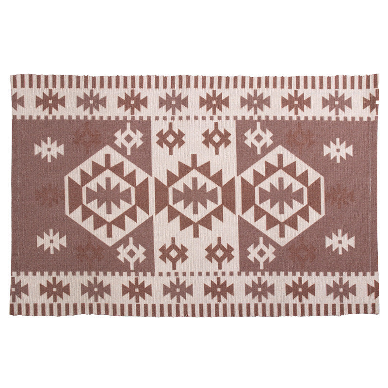 Flat-woven decorative living room rug with geometric ethnic medallion Kalsten