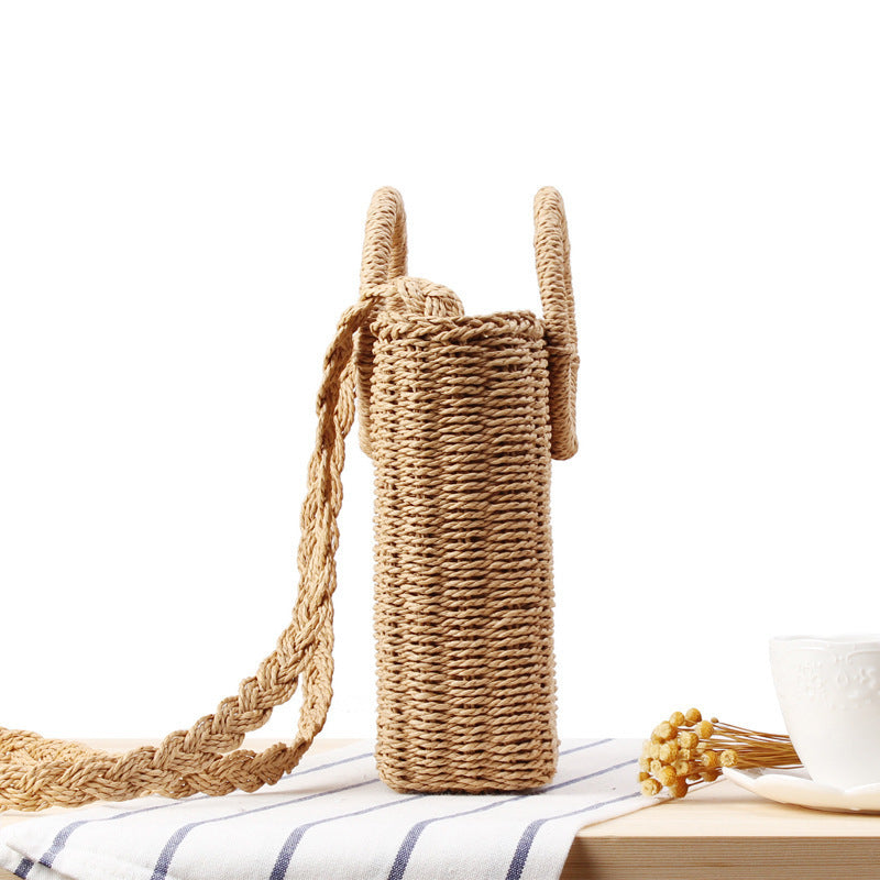 Handbag Made of Braided Natural Material with Round Handle Kalsten