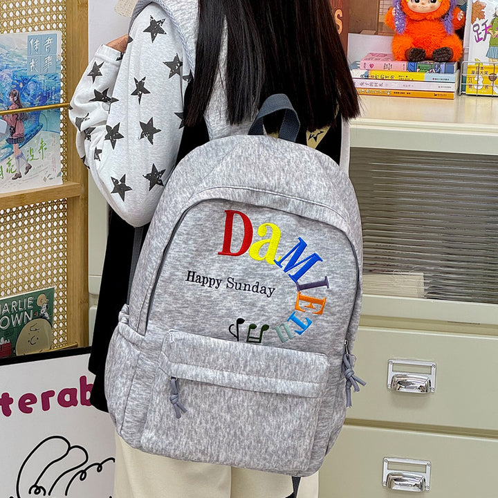 Stylish Star-Embellished Corduroy Backpack Kalsten