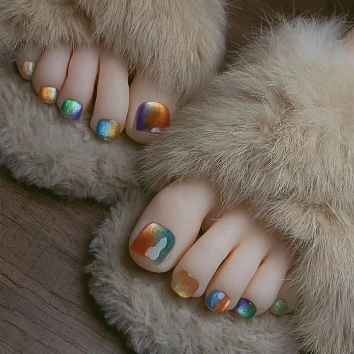 Artificial Nail Set with Sparkling Gradient and Glitter Kalsten