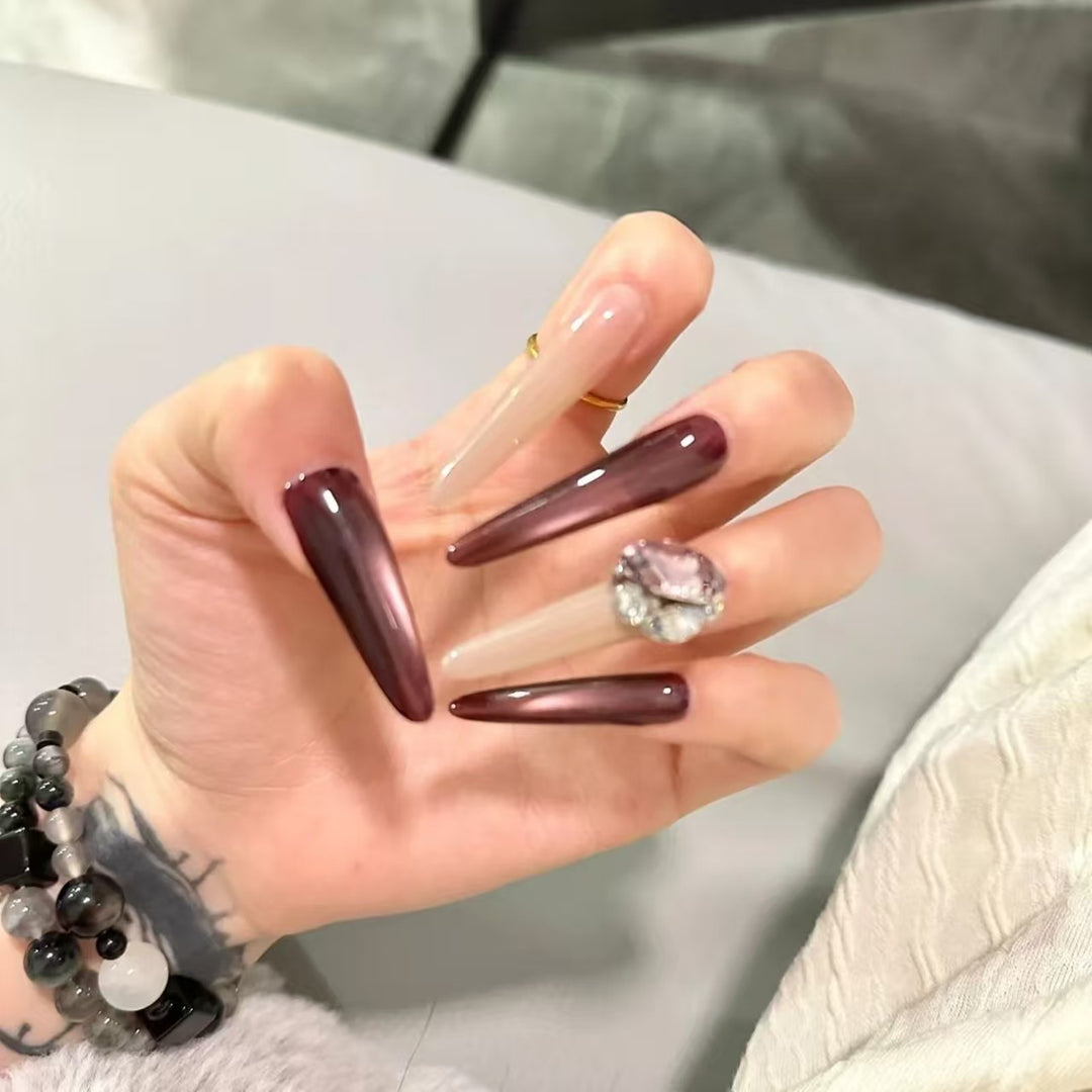 Crystal-Accented Stiletto Nail Extensions
