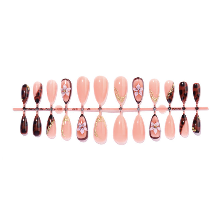 Artistic Press-On Nail Set with Elegant Floral and Abstract Designs kalsten