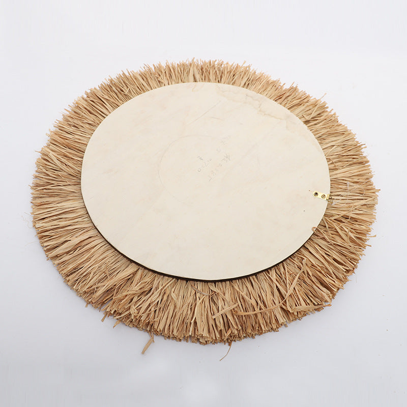 Decorative wall mirror with natural rattan frame Kalsten